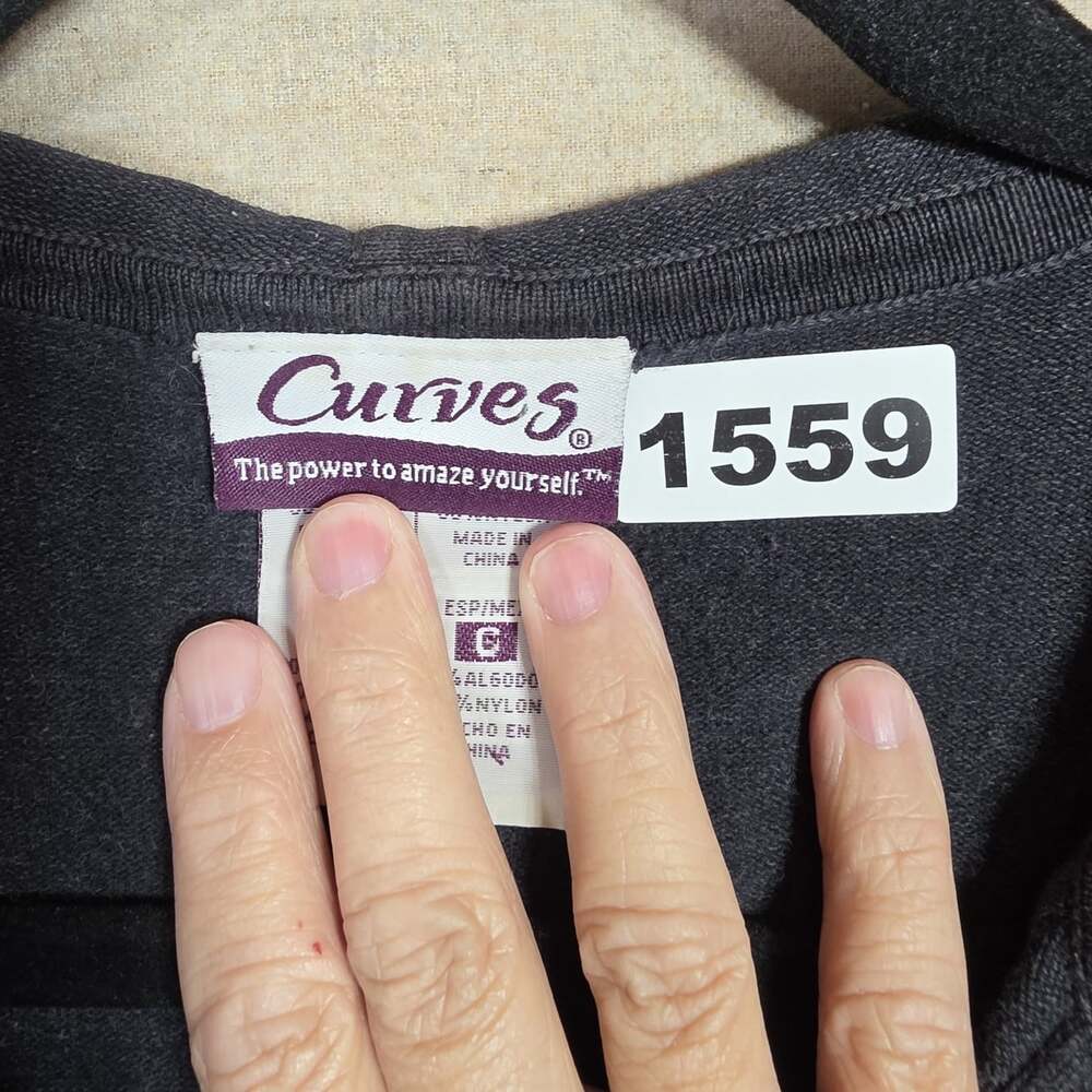 Curves Womens dark Gray Cable Knit Full Zip Hooded cardigan Size M Regular Fit - Picture 2 of 13
